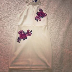 Forever 21- bodycon white dress w/ embroidery